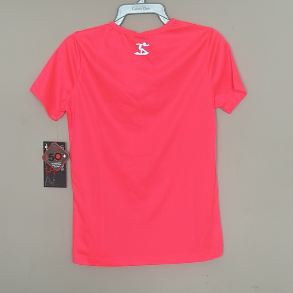 Uzzi Active UPF 50 Bright Coral Active Wear Shirt Short Size Small Boy/Girl - Picture 2 of 8